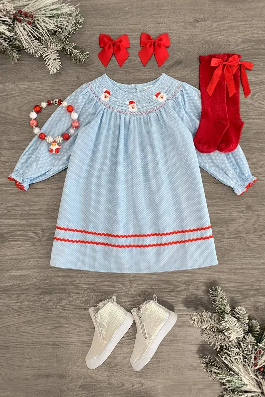 Blue Polka Dot Santa Dress