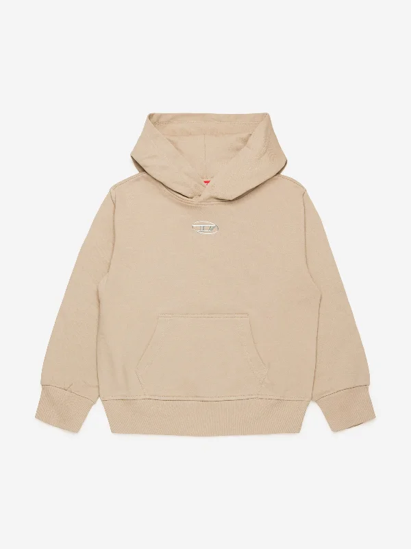 Diesel Kids Logo Hoodie in Beige