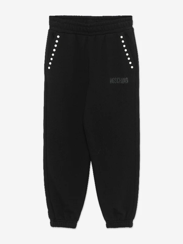 Moschino Girls Peace Pearls Joggers in Black