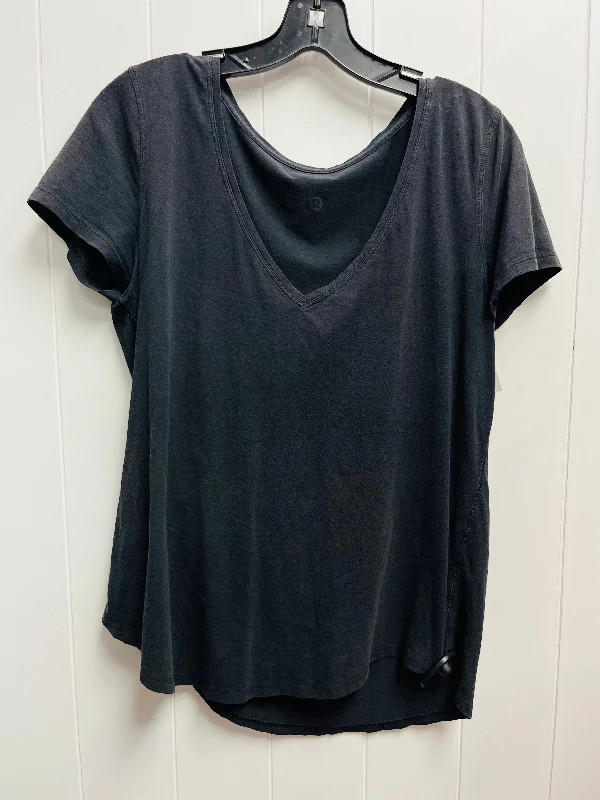 Athletic Top Short Sleeve By Lululemon In Black, Size: L