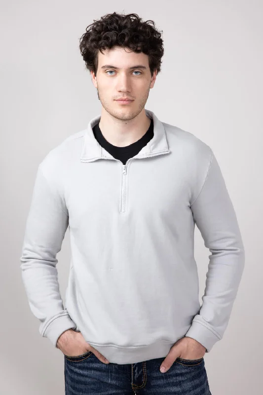 Quarter Zip Fleece Pullover for Men in Gray Cloud | HK023D-GRAYCLOUD