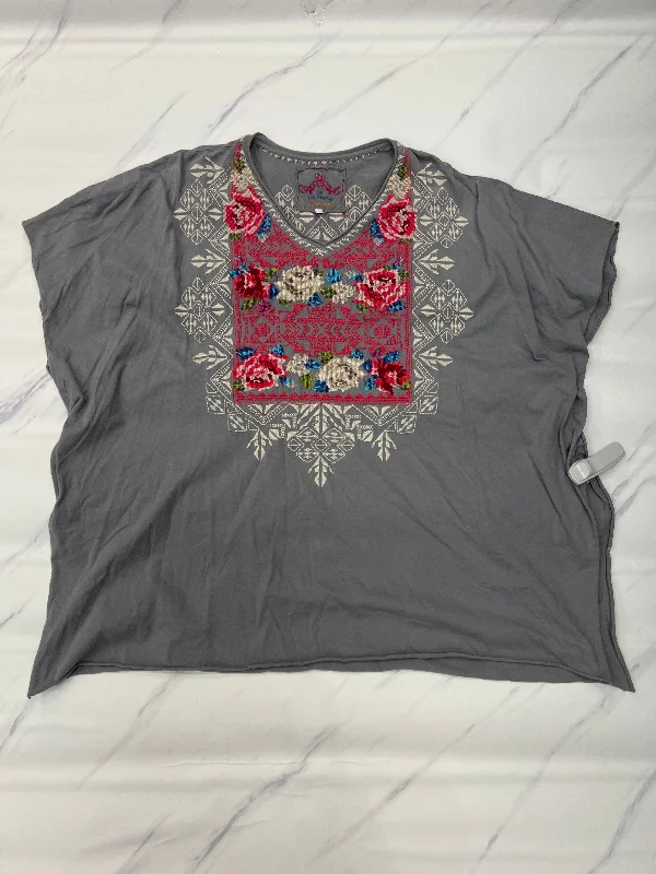 Tunic Short Sleeve By Johnny Was In Grey, Size: L