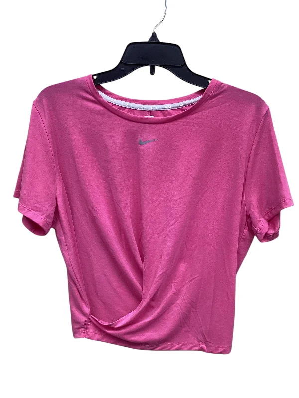 Athletic Top Short Sleeve By Nike In Pink, Size: L