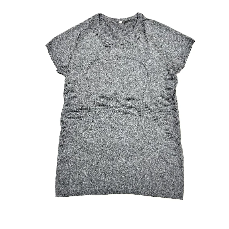 Athletic Top Short Sleeve By Lululemon In Grey, Size: 10