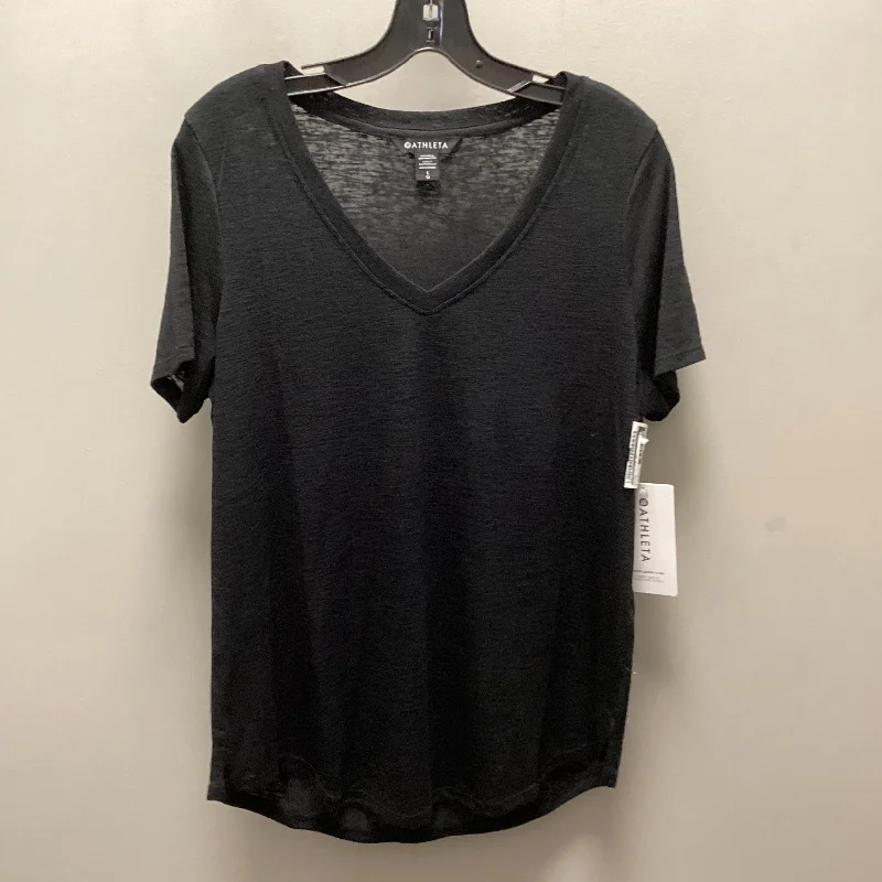 Athletic Top Short Sleeve By Athleta In Black, Size: L