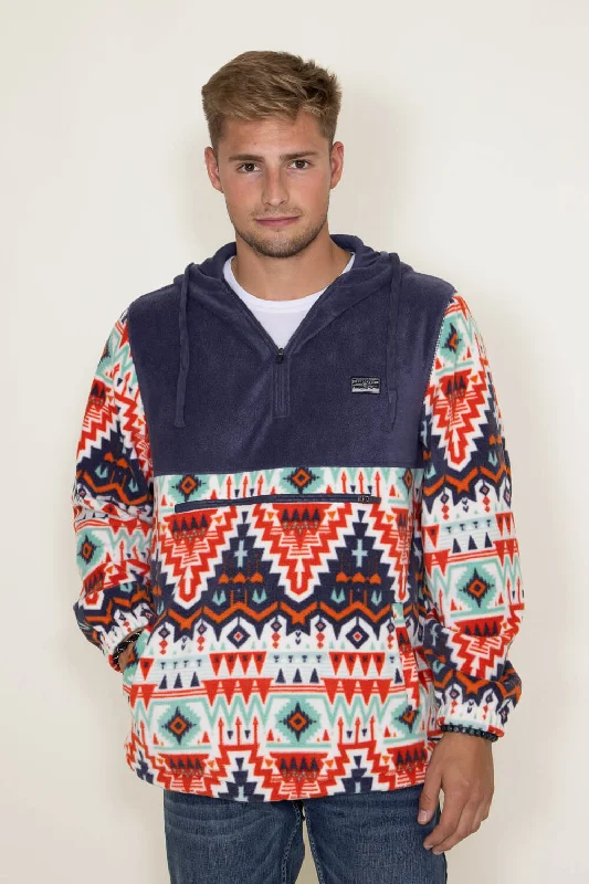 Aztec Color Block Hooded Pullover for Men in Graystone Multi | FK76-MP1422-GRAYSTONE