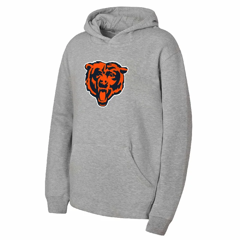 Chicago Bears Youth Grey Bears Head Hooded Sweatshirt