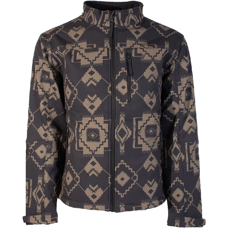 Youth "Hooey Softshell Jacket" Charcoal & Tan/Aztec