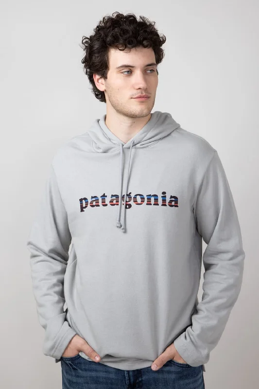 Patagonia Men’s ’73 Lightweight Wildrise Logo Hoodie in Ink Salt Grey | 39695-SGRY