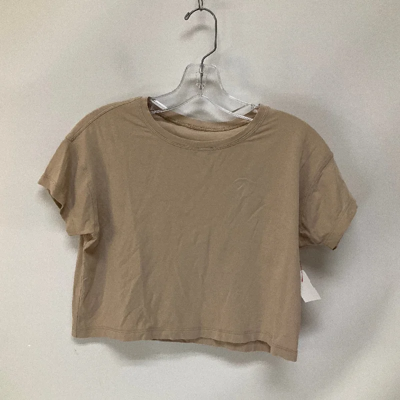 Athletic Top Short Sleeve By Lululemon In Tan, Size: 4