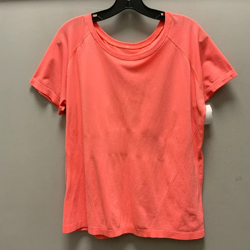 Athletic Top Short Sleeve By Lululemon In Orange, Size: Xl