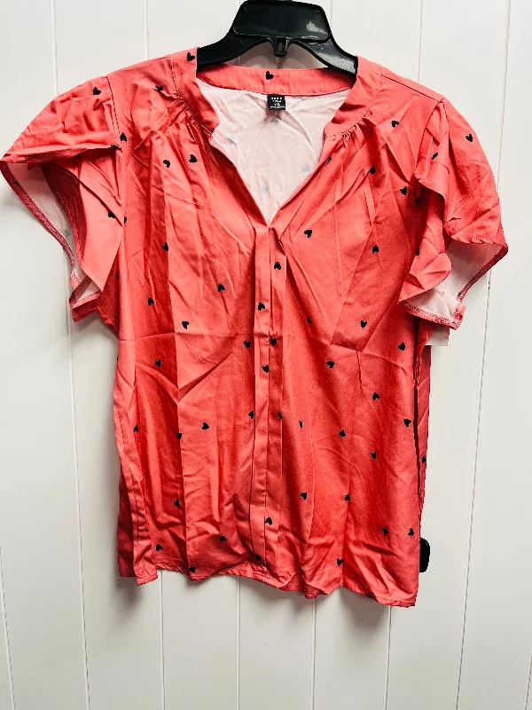 Top Short Sleeve By Shein In Black & Pink, Size: 1x