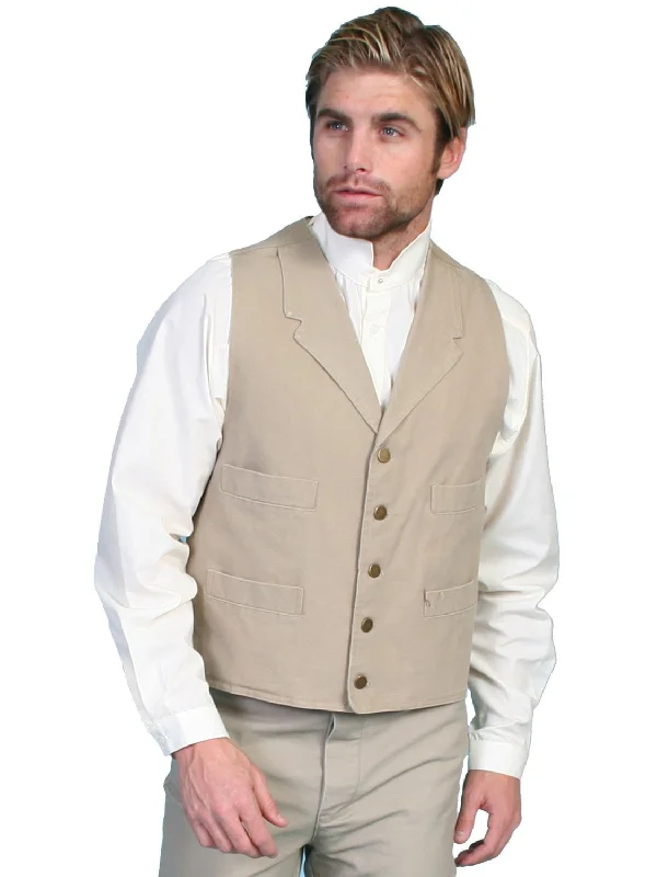 Scully Rangewear Mens Sand 100% Cotton Canvas Western Vest