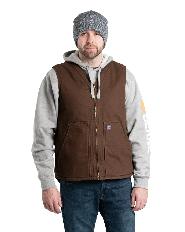 Heartland Sherpa-Lined Washed Duck V-Neck Vest