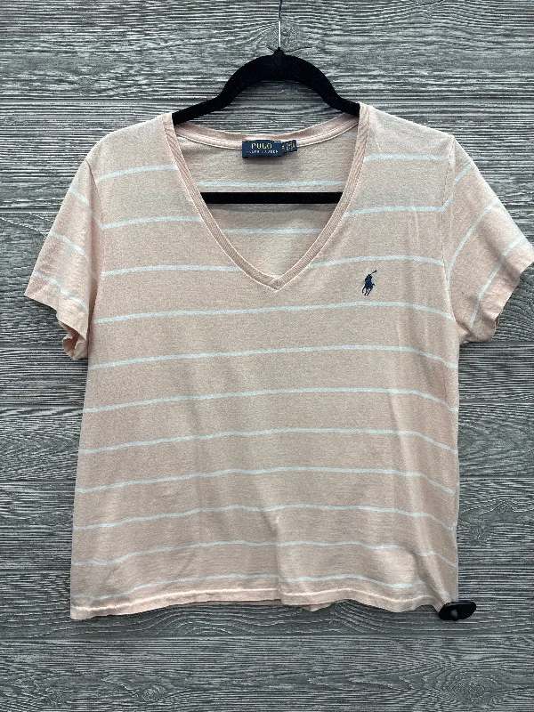 Top Short Sleeve By Polo Ralph Lauren In Pink & White, Size: Xl