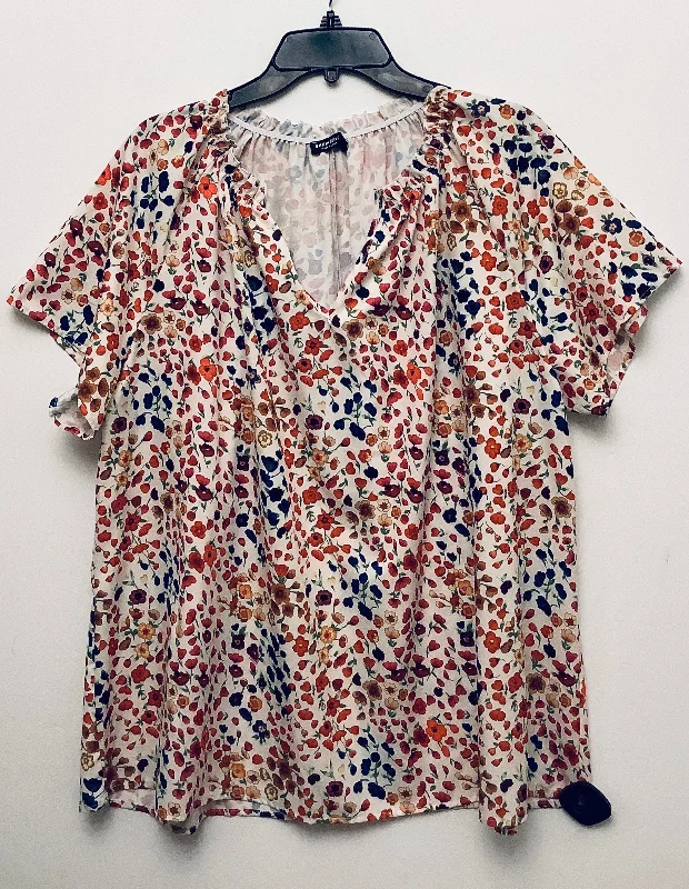 Top Short Sleeve By Shein In Floral Print, Size: 3x