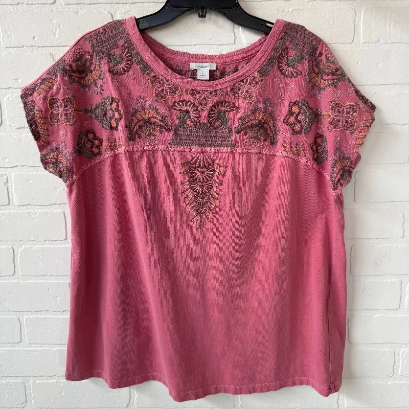 Top Short Sleeve By Sundance In Pink, Size: L