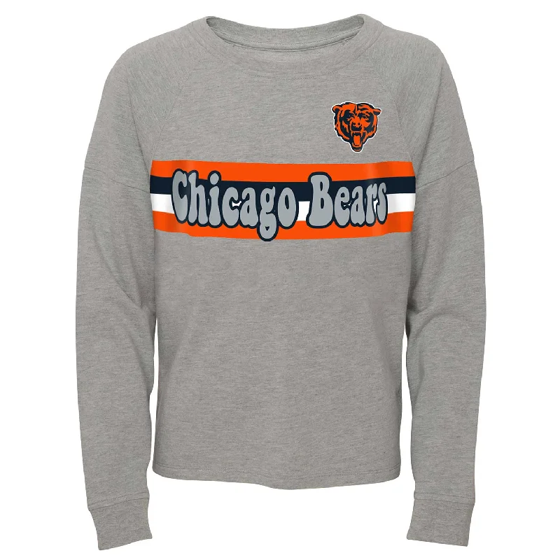 Chicago Bears Youth Girls Striped Up Crew Sweatshirt