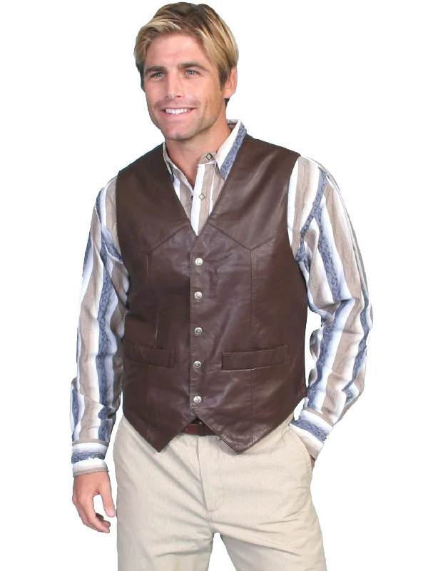 Scully Mens Brown Soft Lamb Western Snap Vest