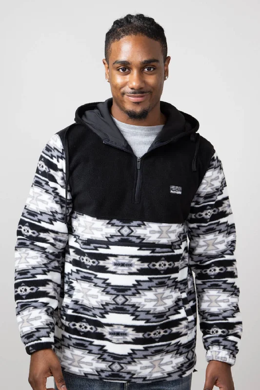 Aztec Color Block Hooded Pullover for Men in Charcoal | FK76 MP1656-GRY