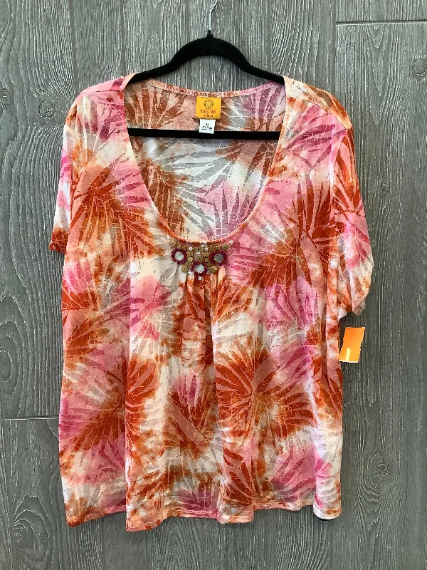 Top Short Sleeve By Ruby Rd In Orange & Pink, Size: 3x