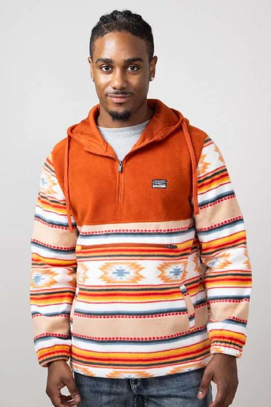 Aztec Color Block Hooded Pullover for Men in Picante Sand | FK76-MP1421-PICANTE