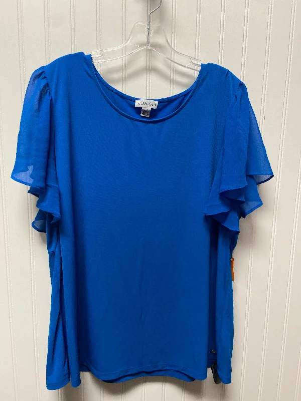 Top Short Sleeve By Calvin Klein In Blue, Size: 1x