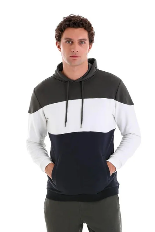 Regular Fit Navy Cotton Blend Hooded Sweatshirt