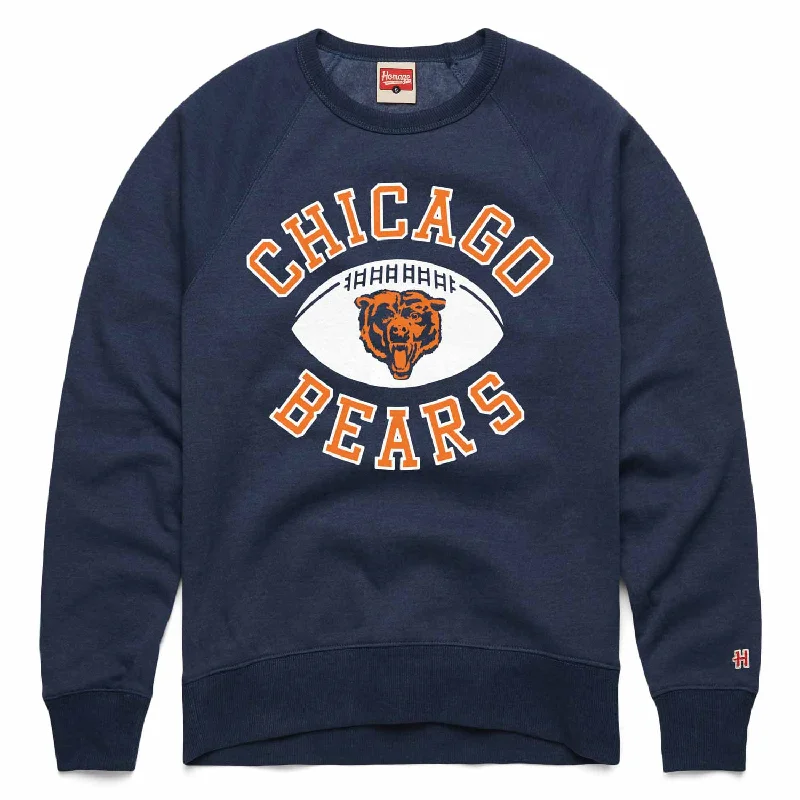 Chicago Bears Homage Navy Arch Football Crewneck Sweatshirt