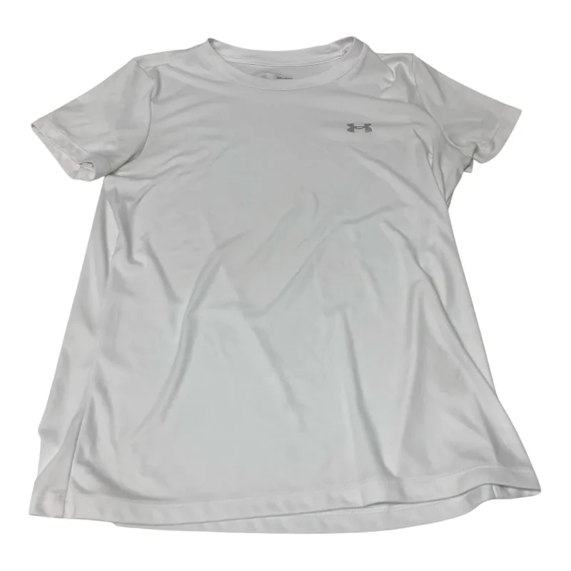 Athletic Top Short Sleeve By Under Armour In White, Size: M