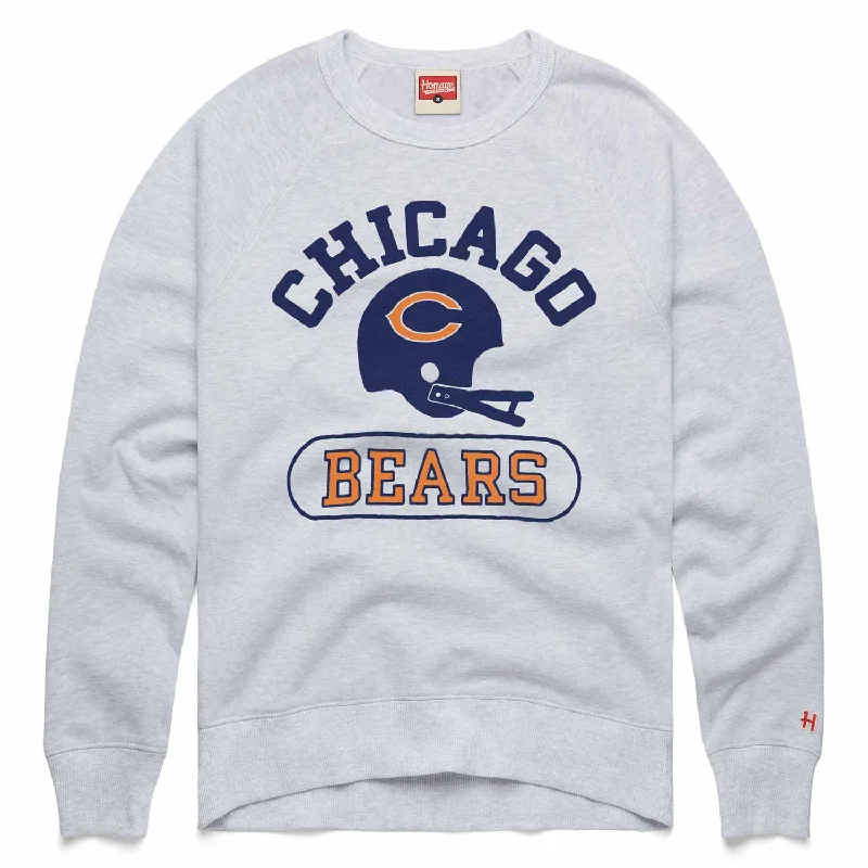 Chicago Bears Homage Grey Throwback Helmet Crewneck Sweatshirt