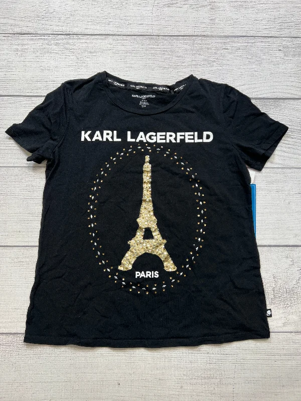 Top Short Sleeve Designer By Karl Lagerfeld In Black, Size: S