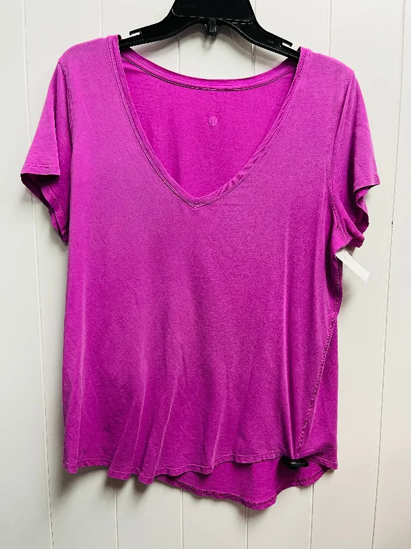 Athletic Top Short Sleeve By Lululemon In Purple, Size: L