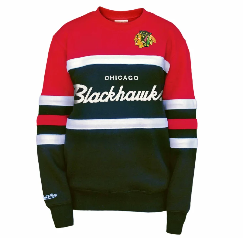 Chicago Blackhawks Mitchell & Ness Black Head Coach Crewneck Sweatshirt