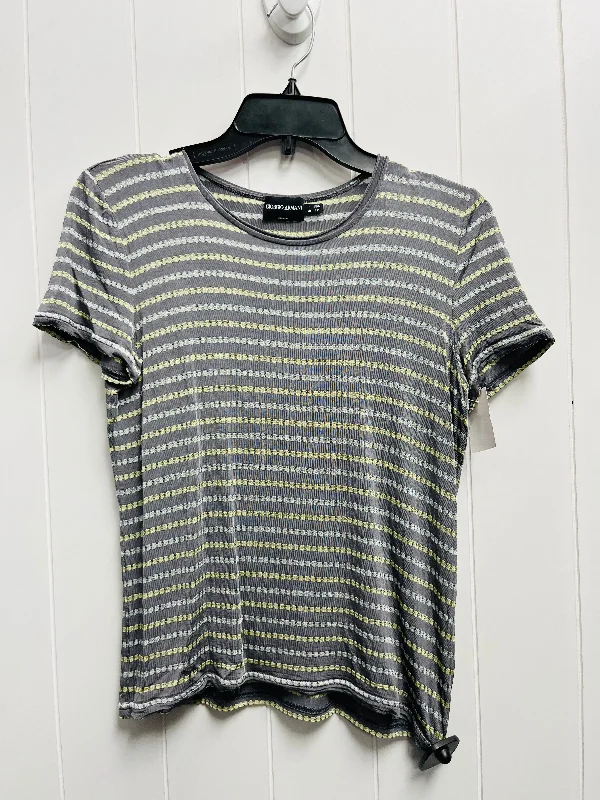 Top Short Sleeve Luxury Designer By Giorgio Armani In Grey & Yellow, Size: 12