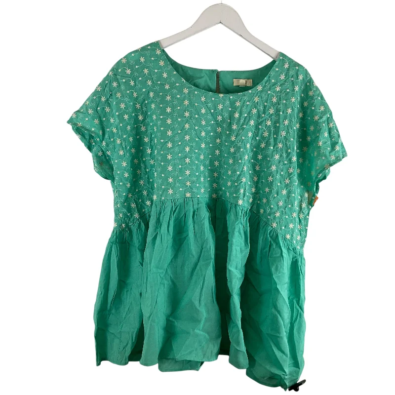 Top Short Sleeve Basic By Clothes Mentor In Teal, Size: 3x