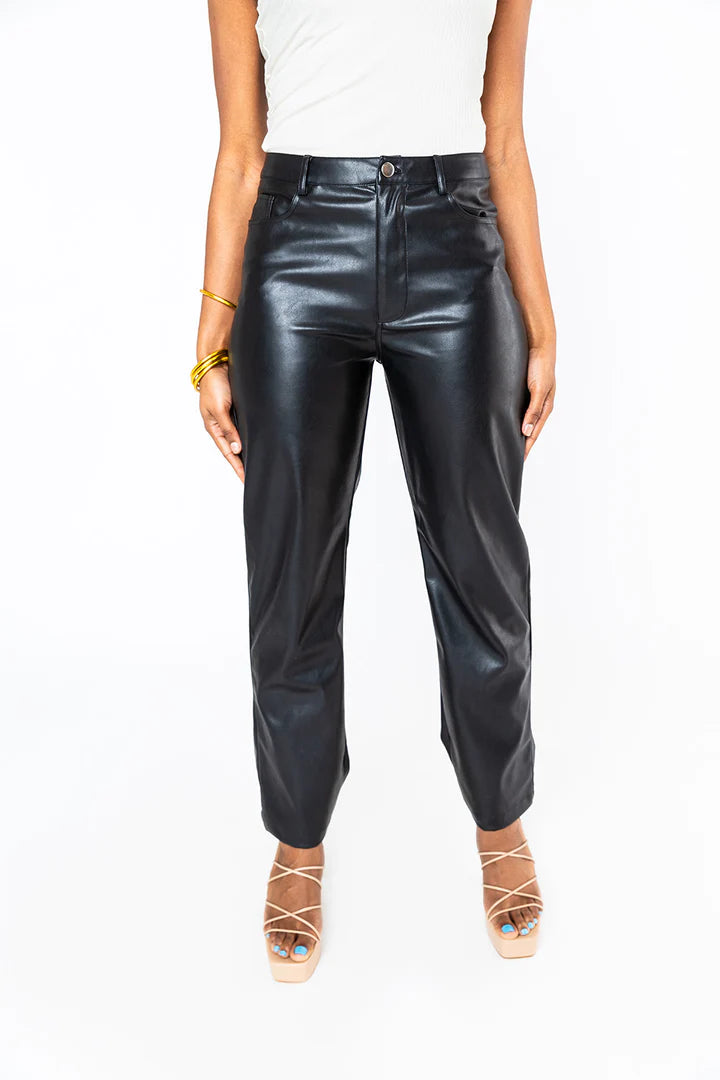 Gomez Black Vegan Leather Pants