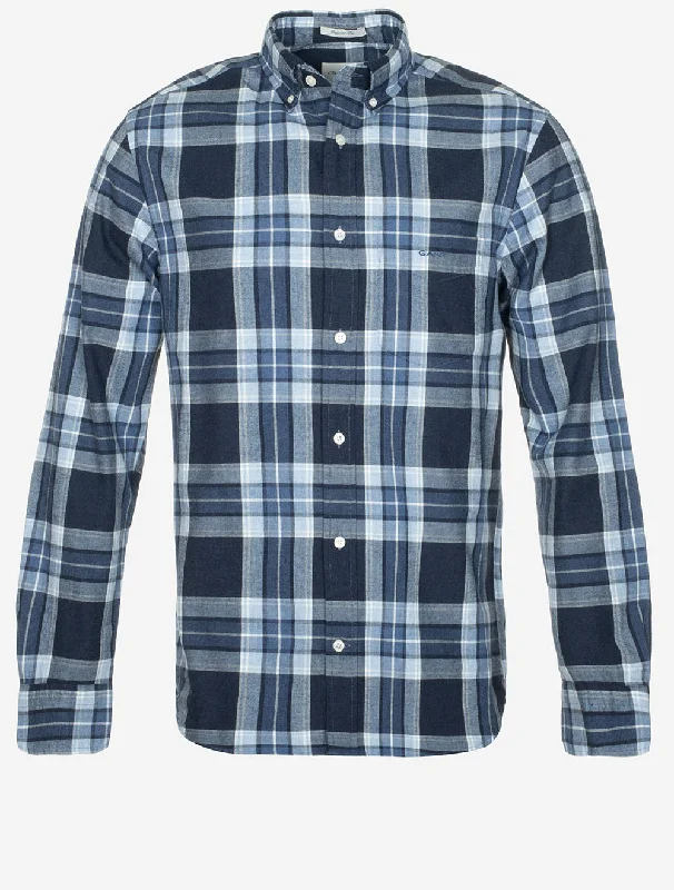 Regular Tartan Melange Check Shirt Evening Blue