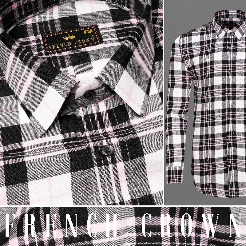 Jade Black and White Plaid Twill Premium Cotton Shirt