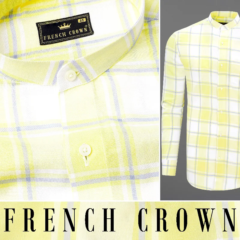 Sandwisp Yellow Plaid Premium Tencel Linen Blend Shirt