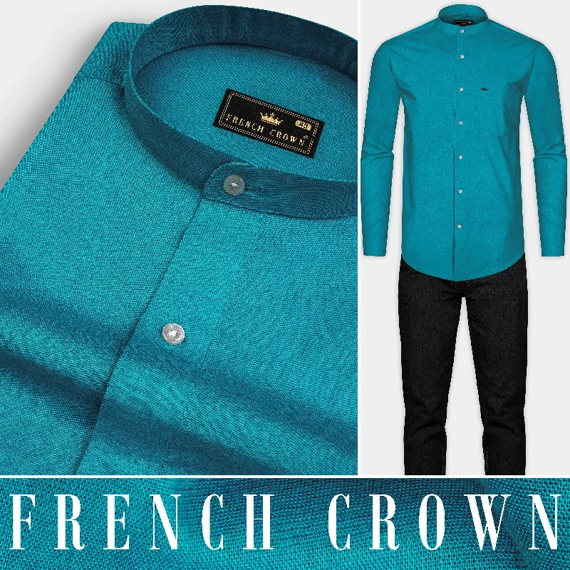 Topaz Aqua Luxurious Linen Shirt