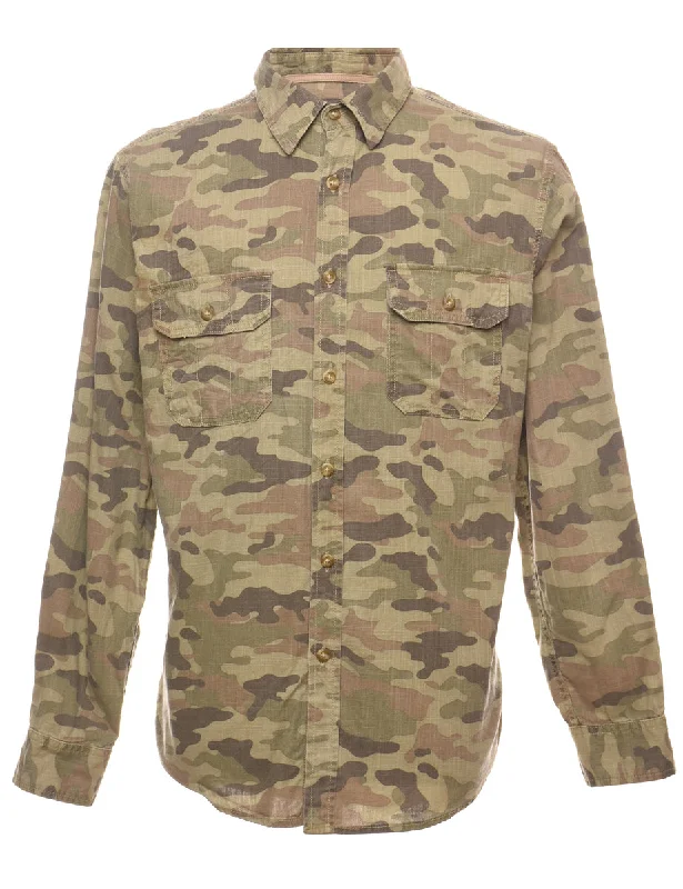 Y2K Style Camouflage Print Shirt - M