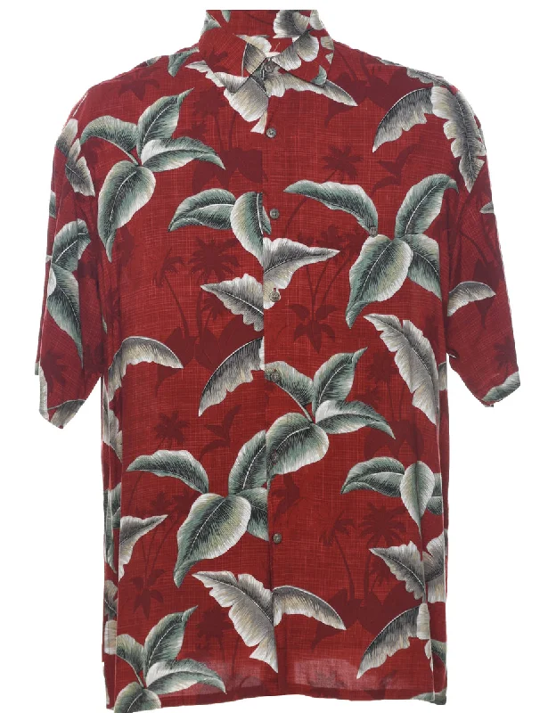 Leafy Print Hawaiian Shirt - L