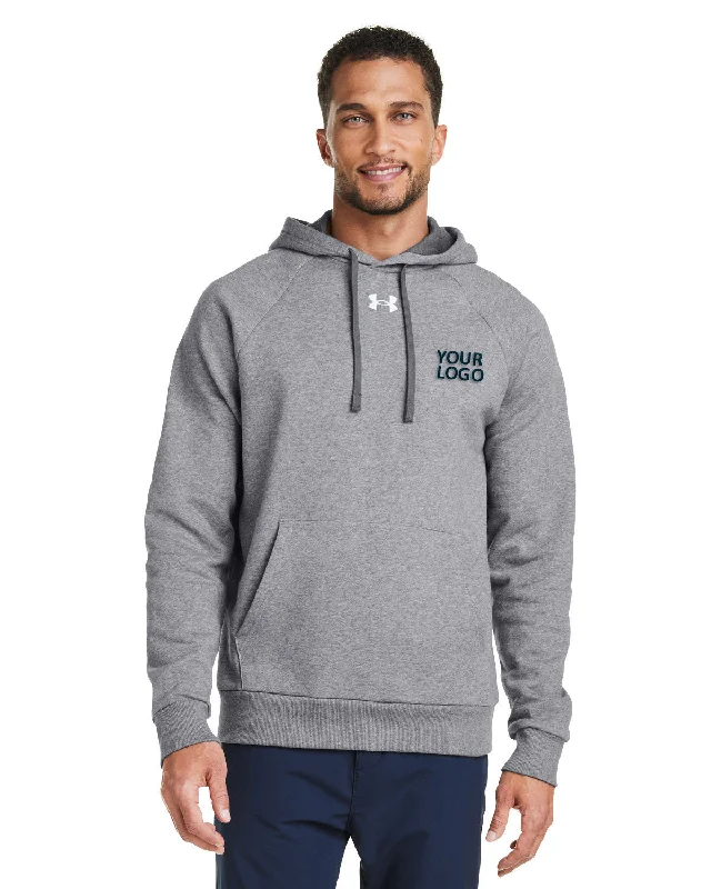 Under Armour Mens Rival Fleece Hooded Custom Sweatshirts, Grey light