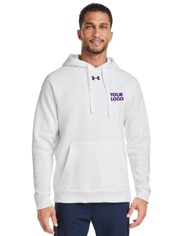 Under Armour Mens Rival Fleece Hooded Custom Sweatshirts, White