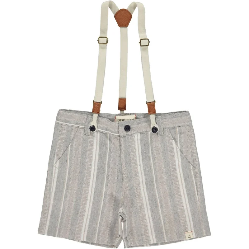 Boy's Captain Short With Suspenders In Grey Herringbone