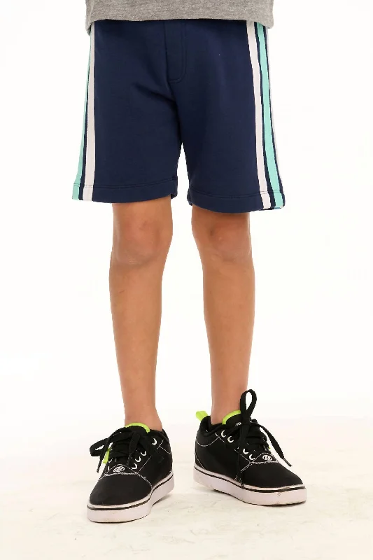 Boy's Coastin' Stripe Shorts In Navy Blue