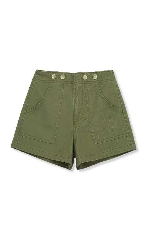 Girl's Patch Pocket Short In Olive