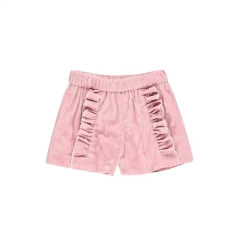 Girl's Ruffle Soft Cord Short In Paisley Rose